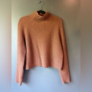 360 CASHMERE mock neck pullover, size small, rust color